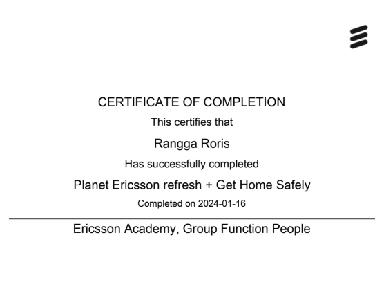 Ericsson Certificate